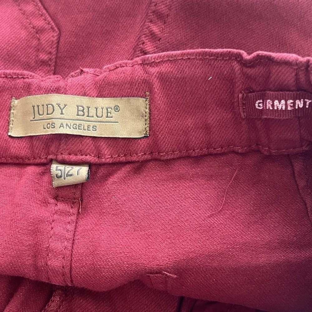 Judy Blue High Rise Drawstring On A Roll Jogger‎ Denim Pants Scarlet Sz 5/27